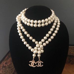 SPECTACULAR  64" FAUX PEARL NECKLACE/ BELT
